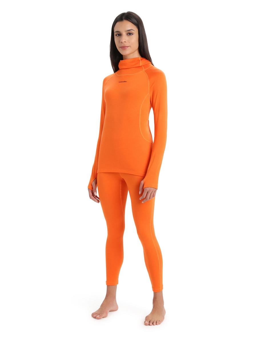 Base Layers Icebreaker MerinoFine™ Long Sleeve Roll Neck Femme Orange | FR 1894LISH